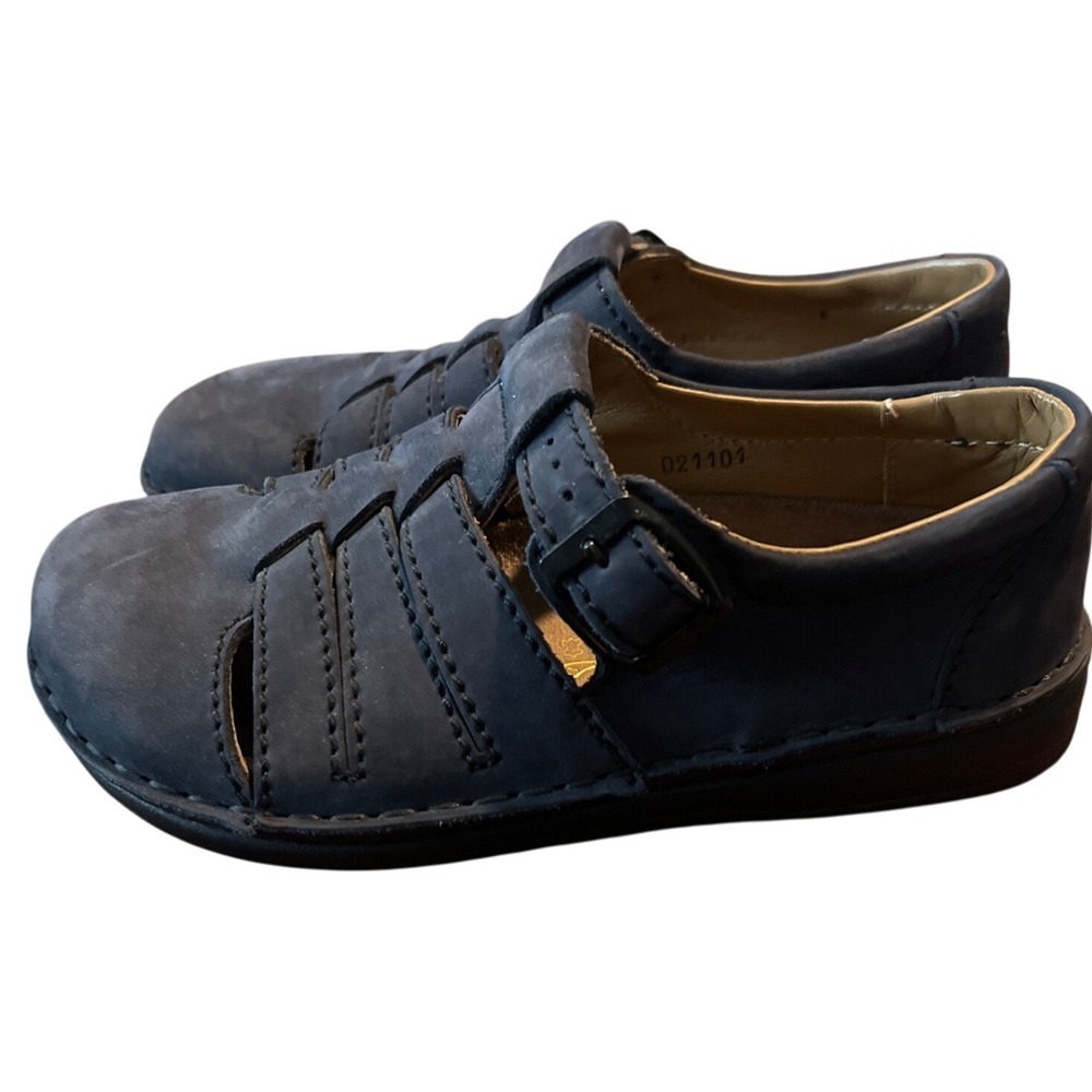 Birkenstock Kids Blue Nubuck Leather Sandals Size 34 Adjustable Strap Kids 2.5-3